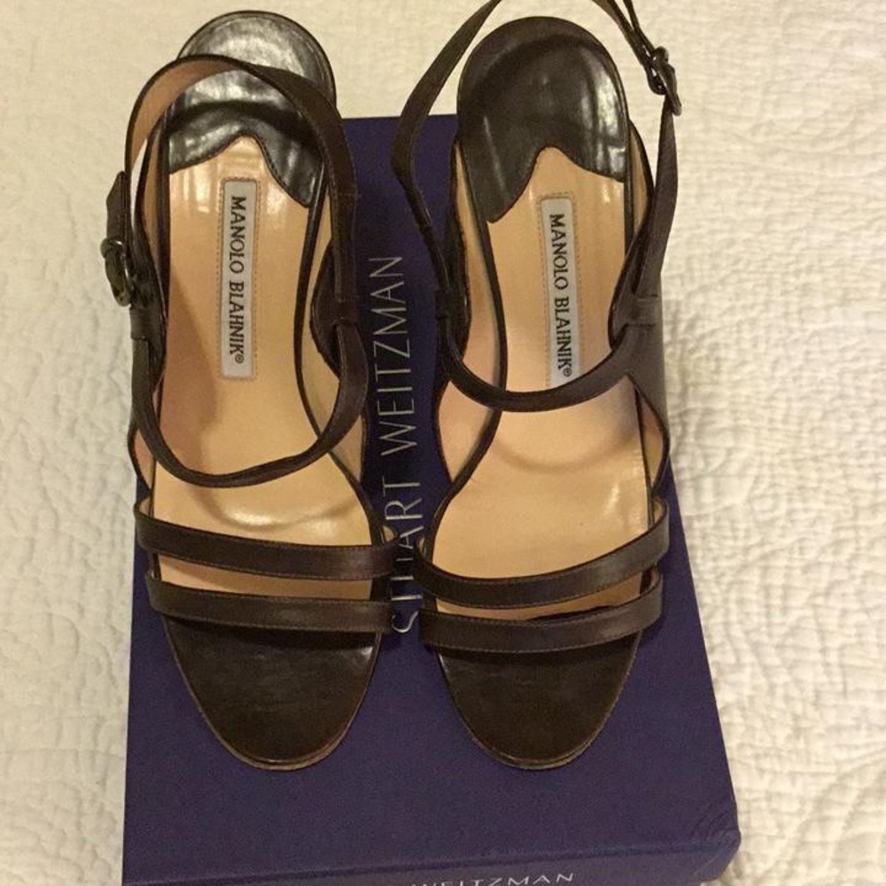 Manolo Blahnik Brown Leather Sandals